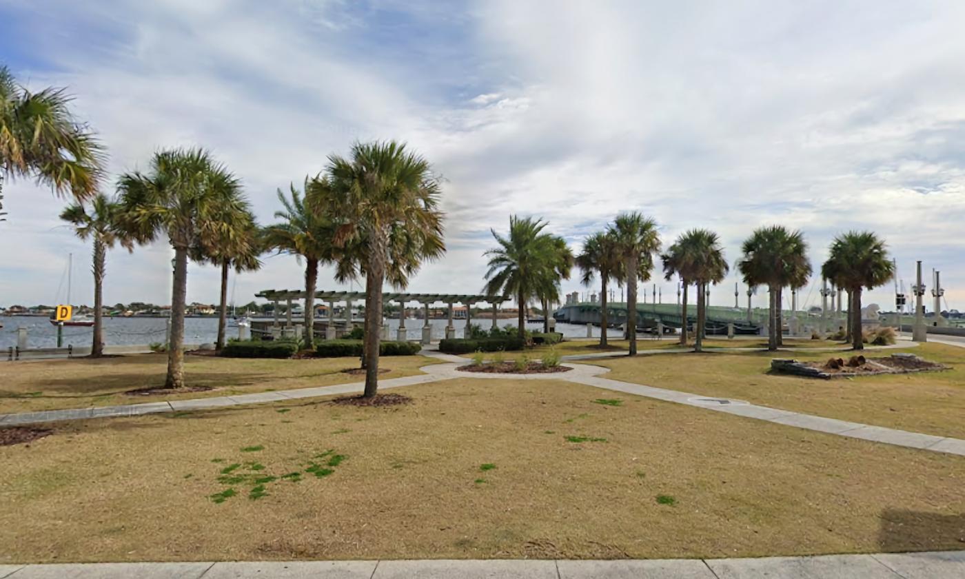 The view of the pavilion and water at Rose of Sharon Pier