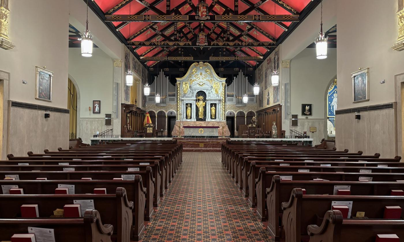 The nave of the Cathedral Basilica looking towards the altar