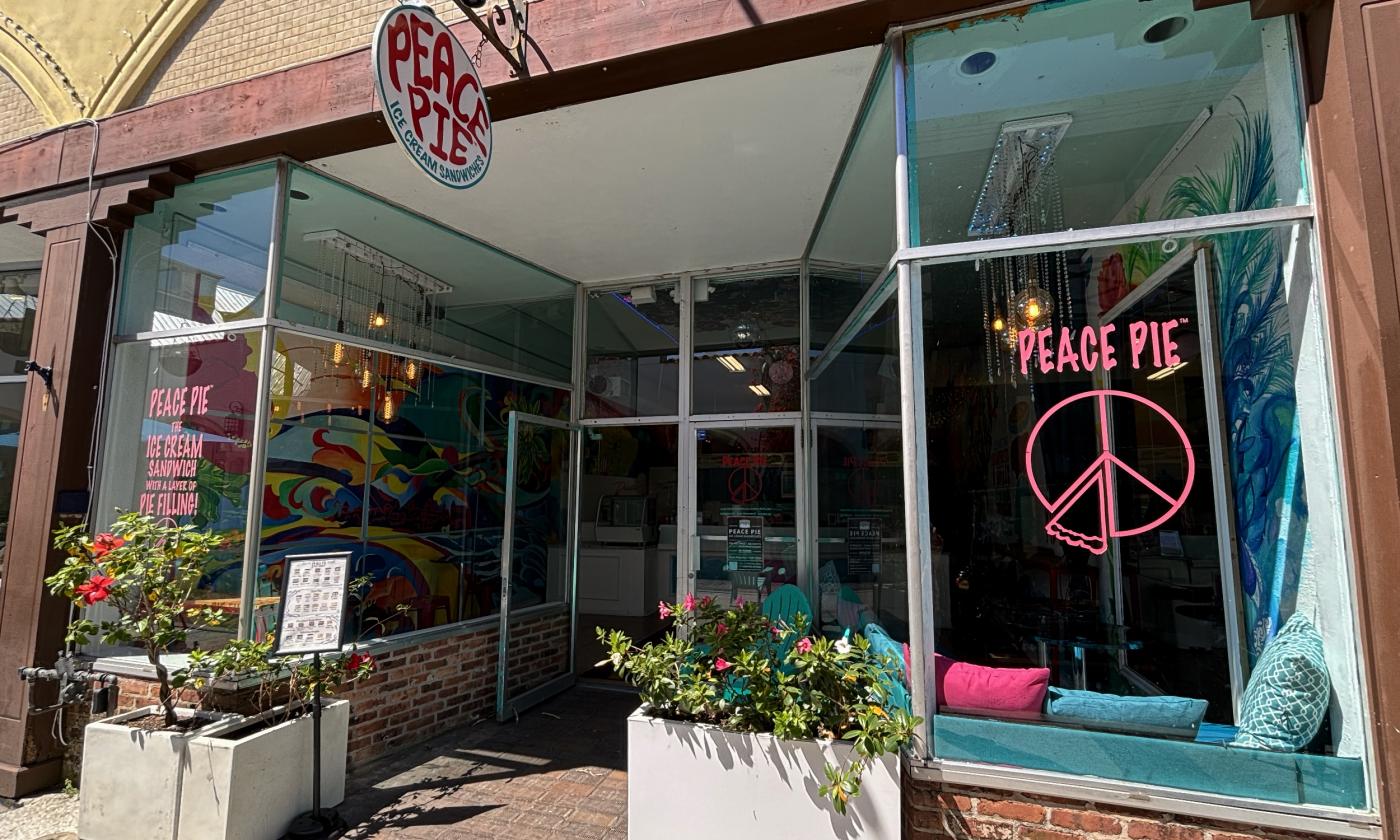 The exterior of the Peace Pie storefront