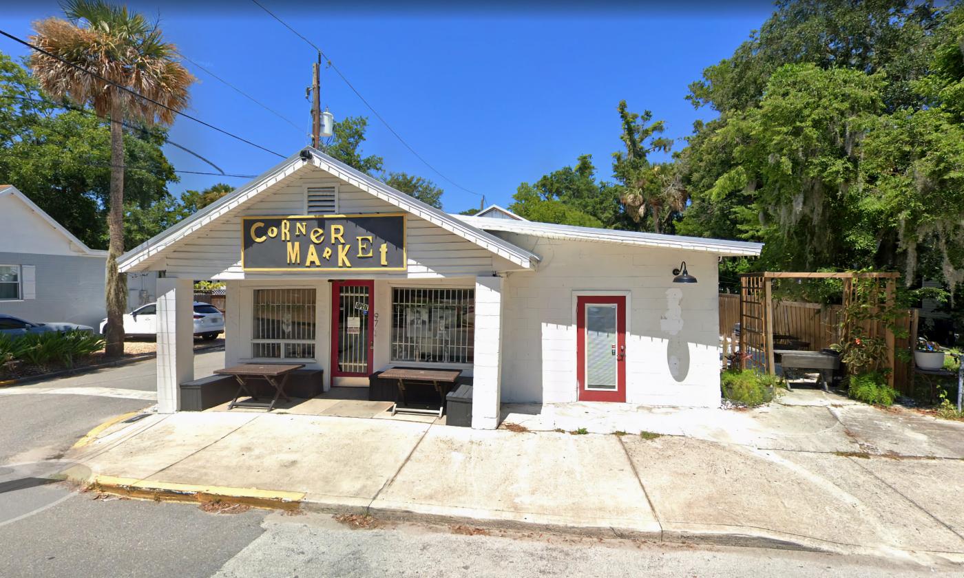 The exterior of the Corner Market