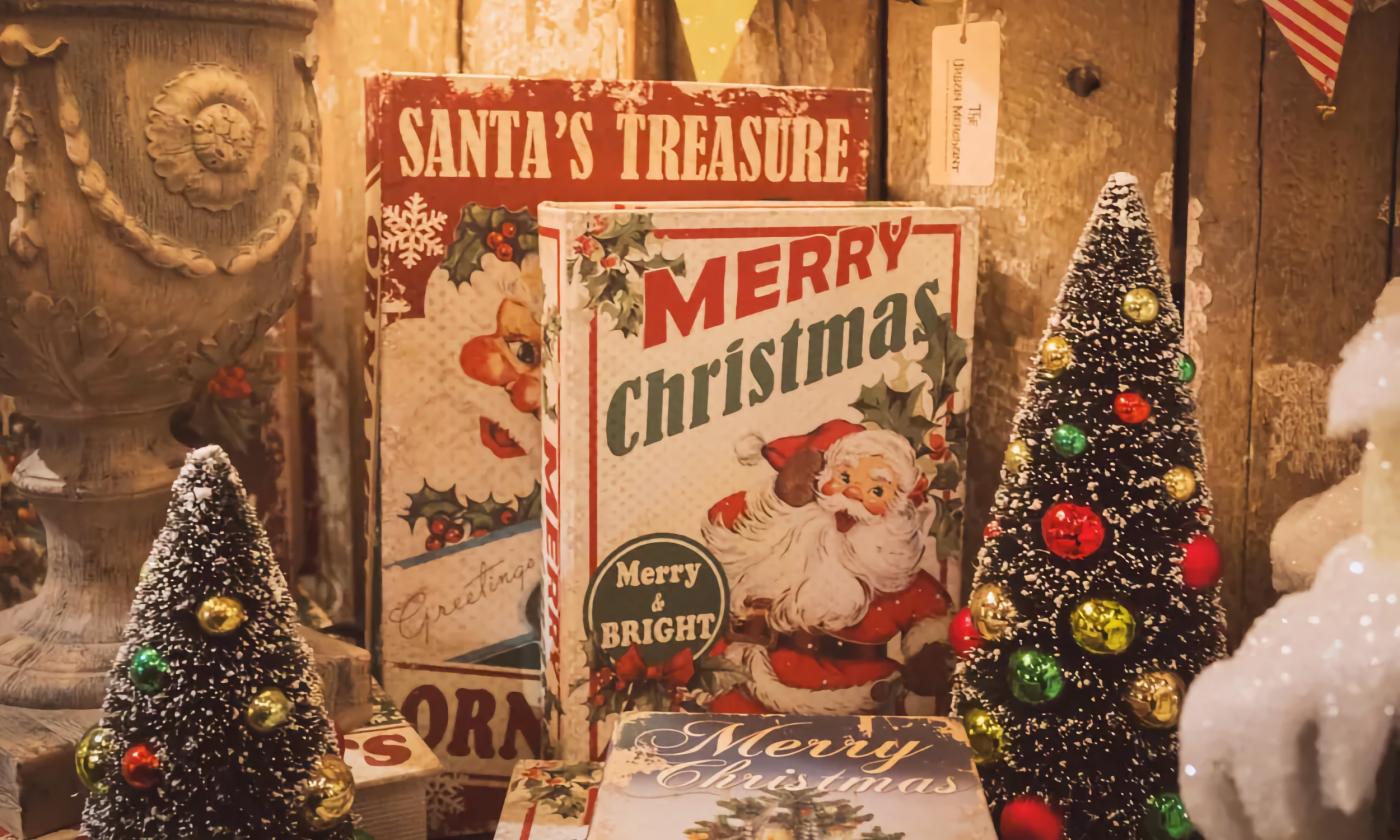 Merchandise on display at Vintage Christmas on the Farm