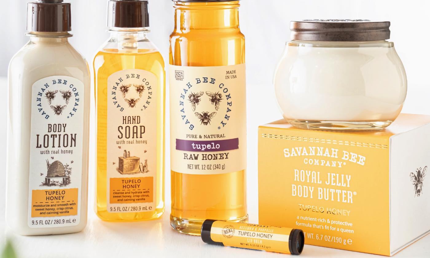 Various honey products displayed