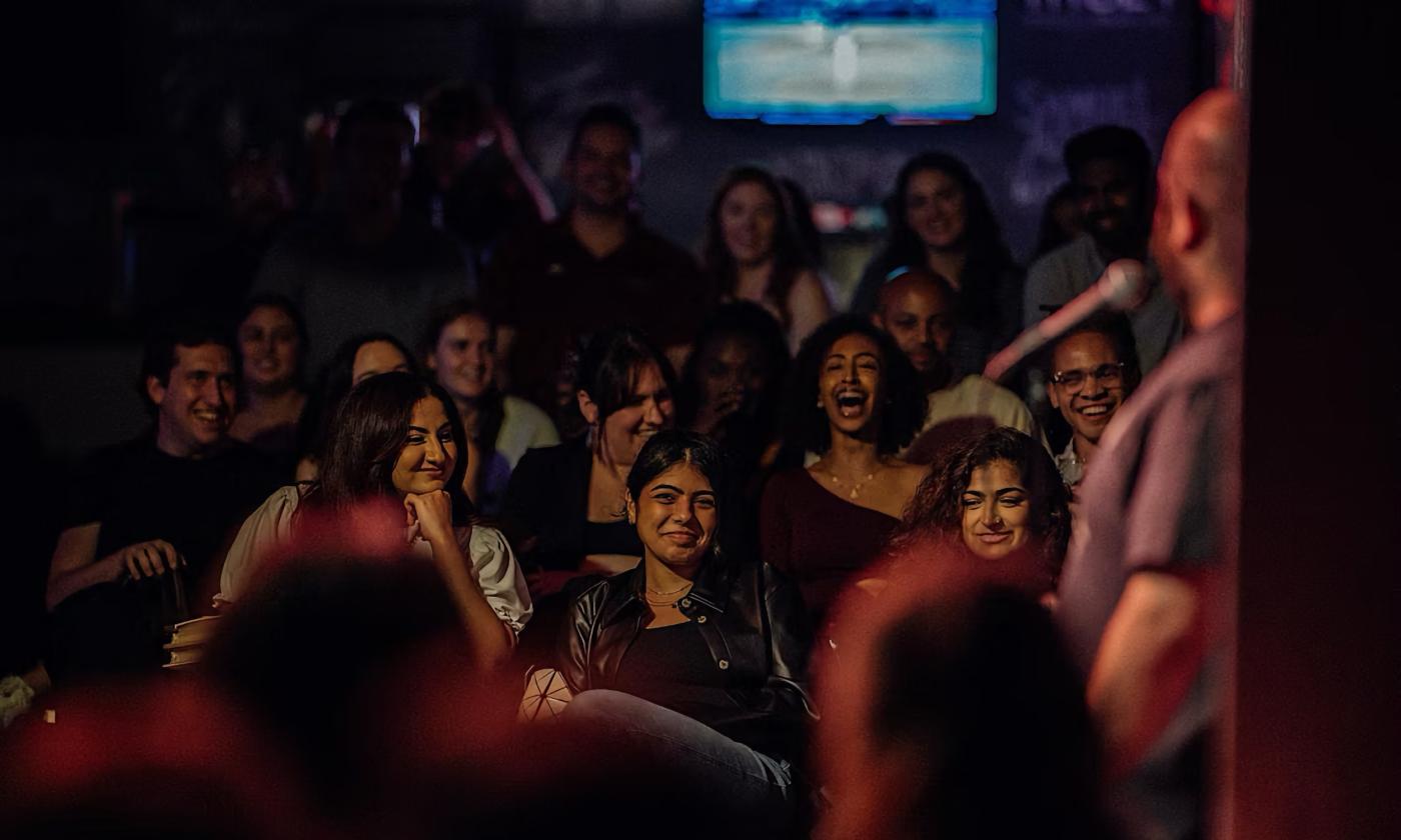 A live comedy show at an intimate venue