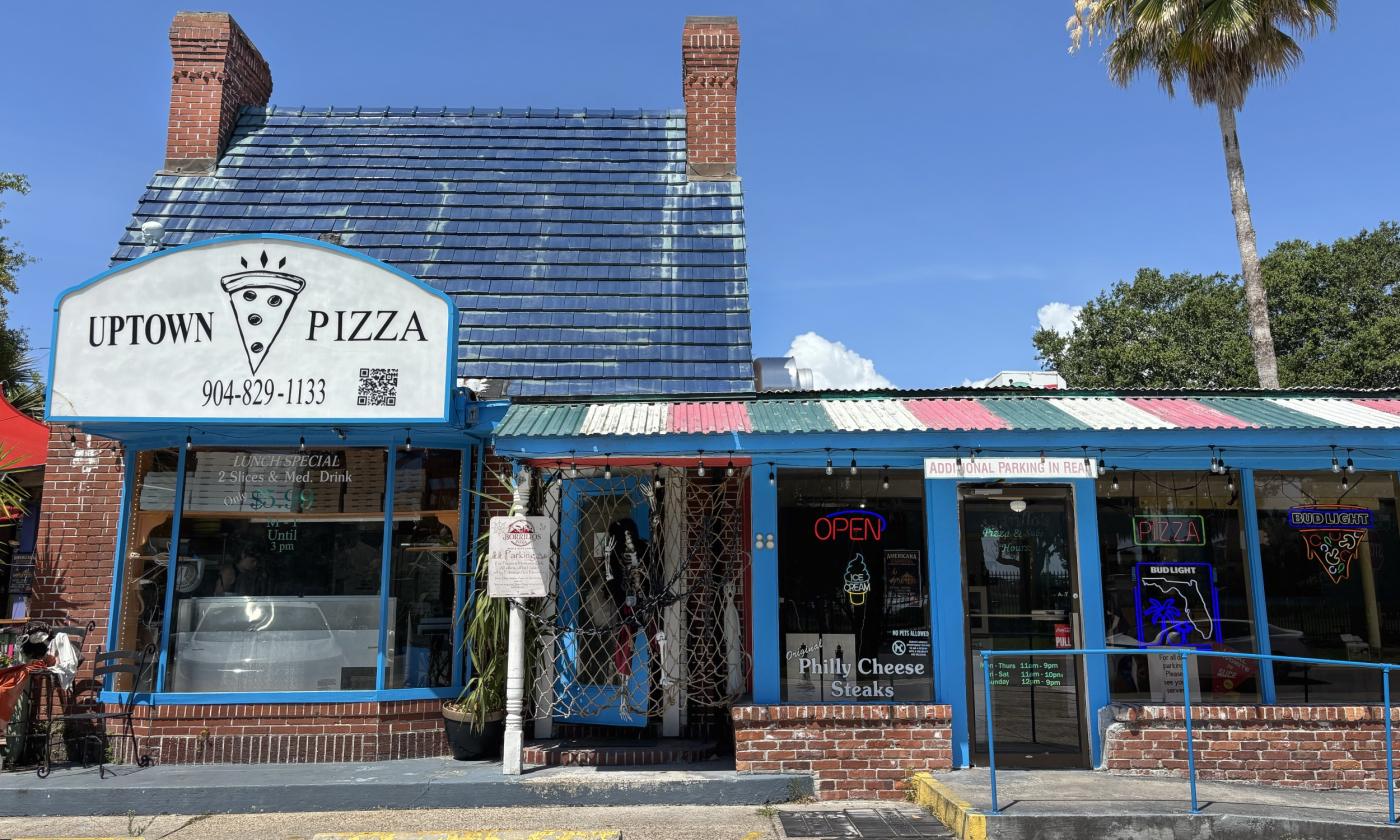 The exterior of Uptown Pizza on San Marco Avenue