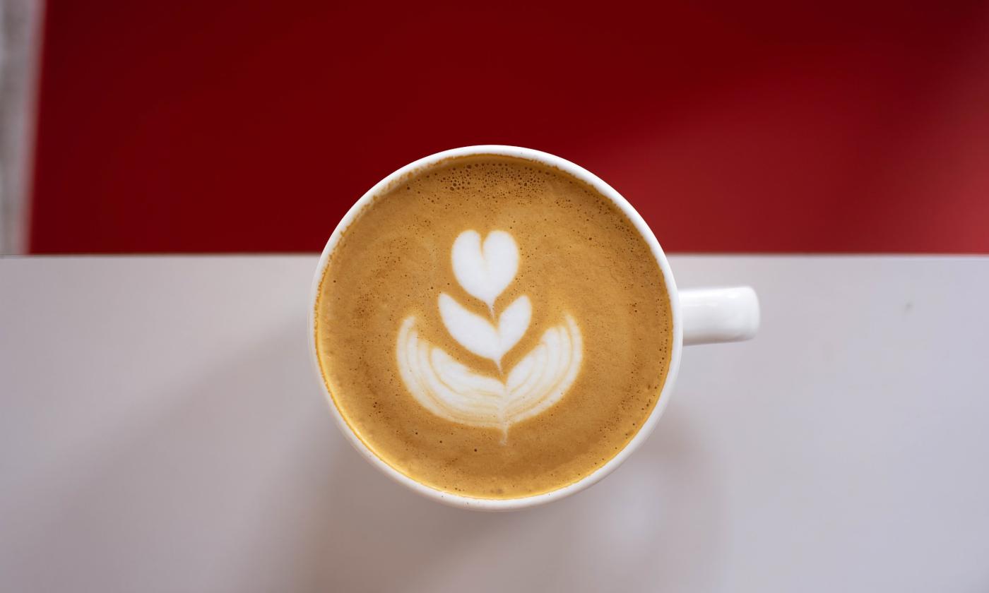 Latte art designed in a coffee mug