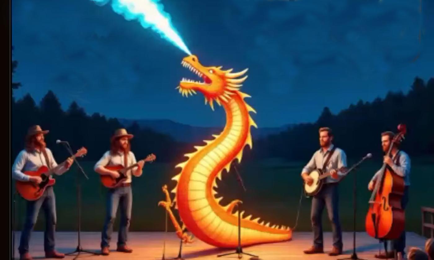 anima of Southern Social String Band with dragon and fire