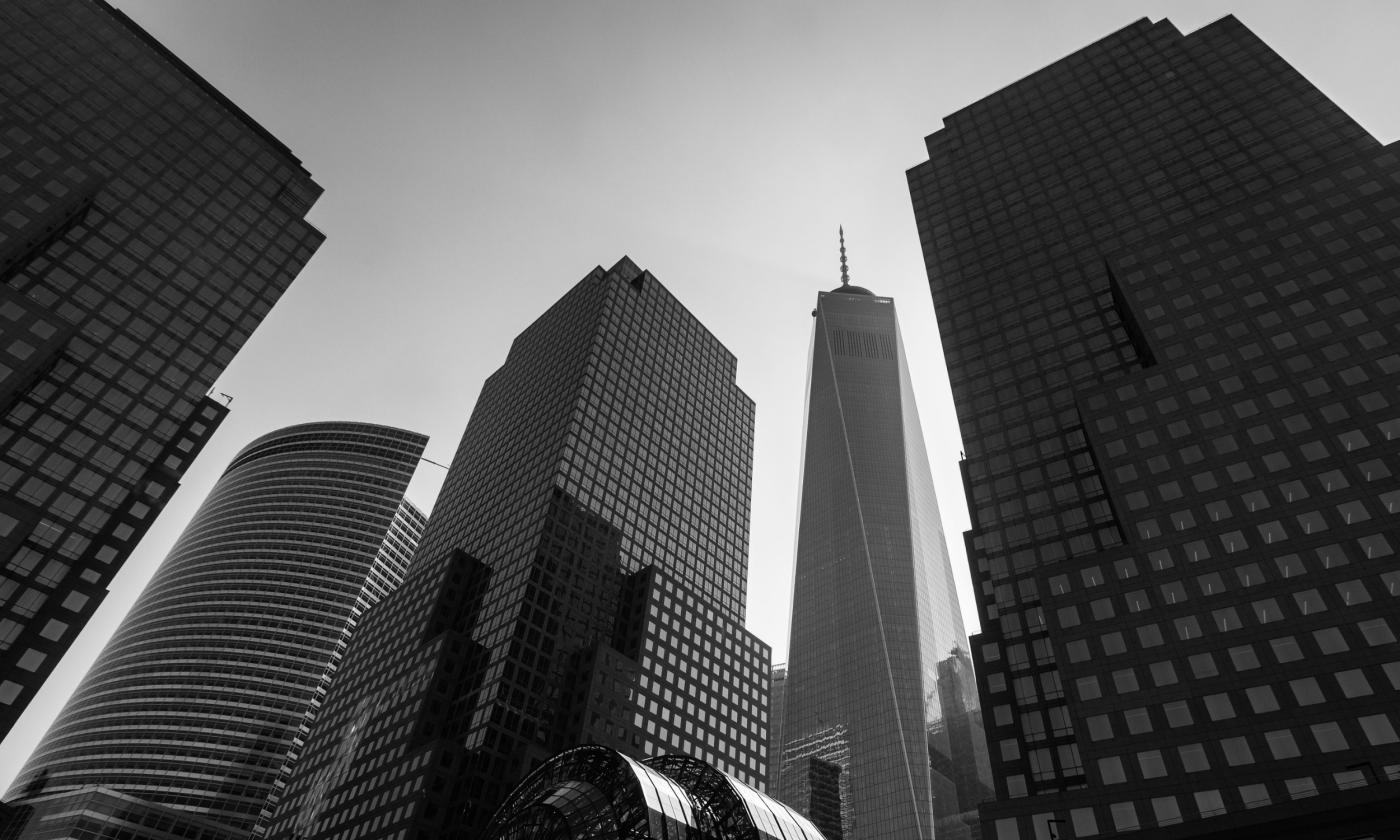 A silhouette of the New York City skyline