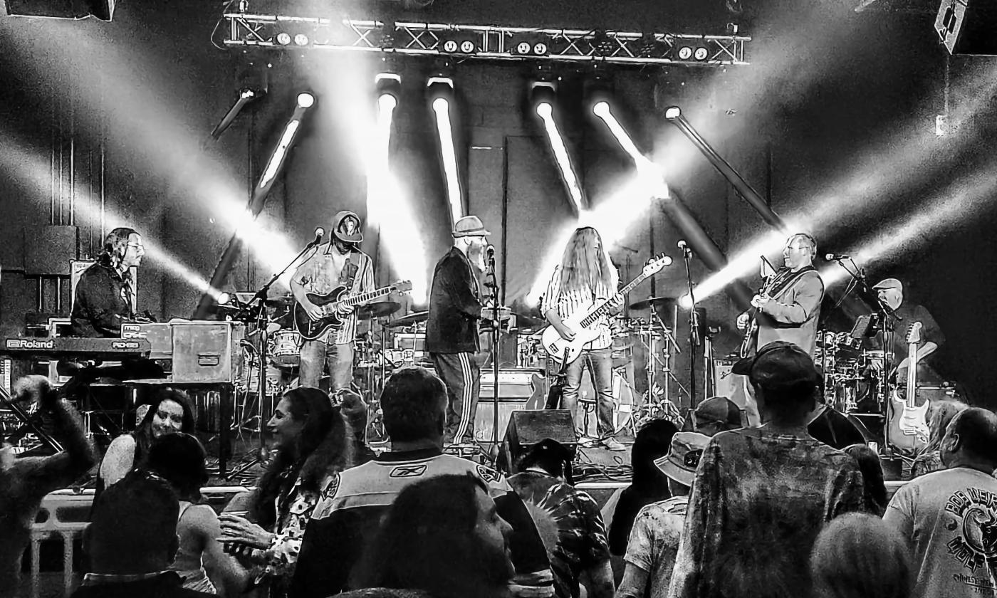 The band Bearly Dead on stage under spotlights