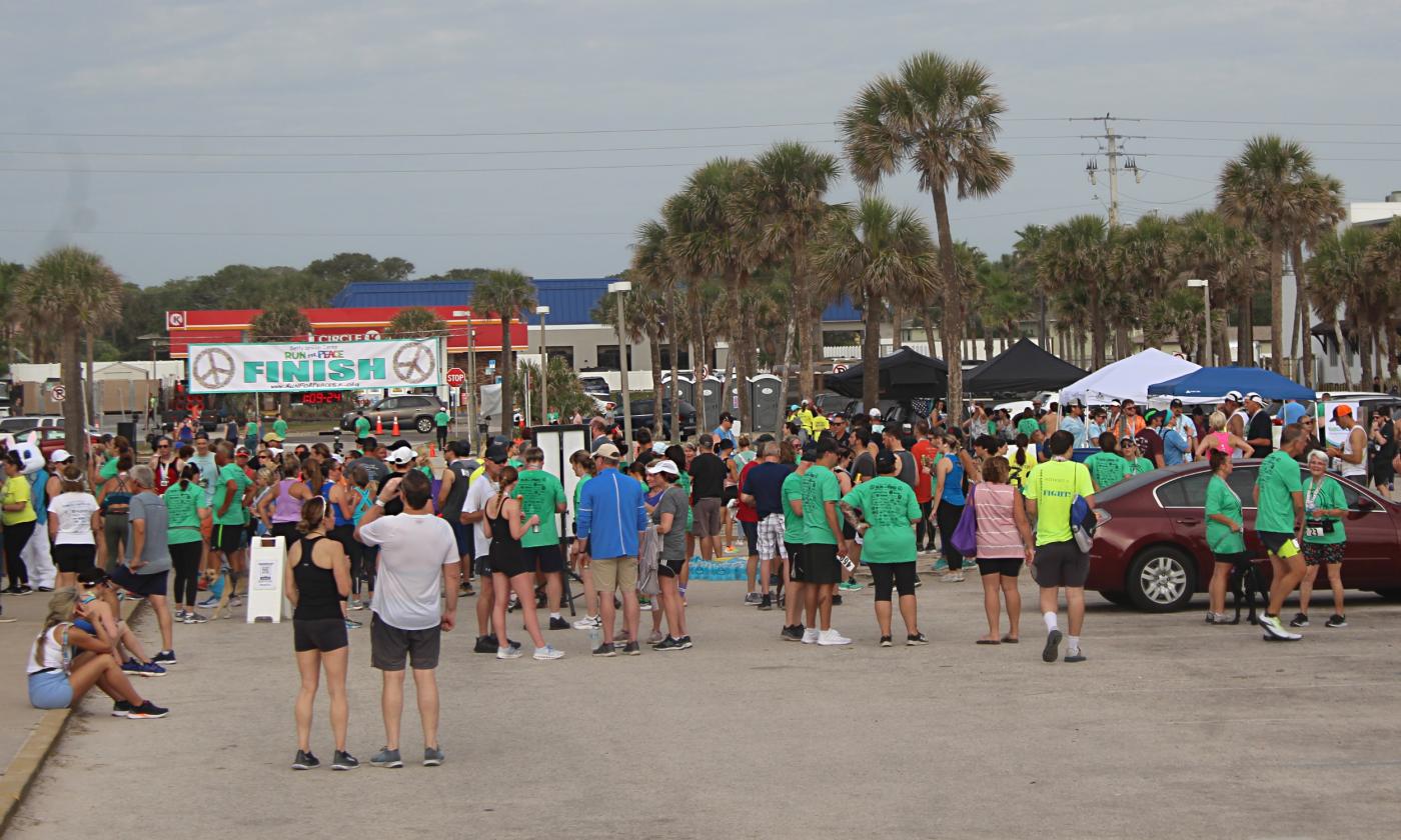 Runners and walkers before the start of the Race for Peace