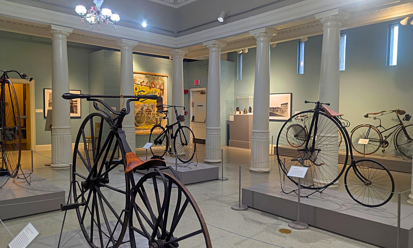 Much of the display of antique bicycles at Lightner