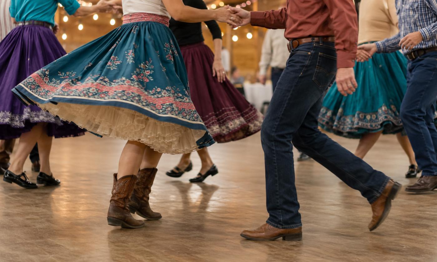 A couple dancing at a hoedown