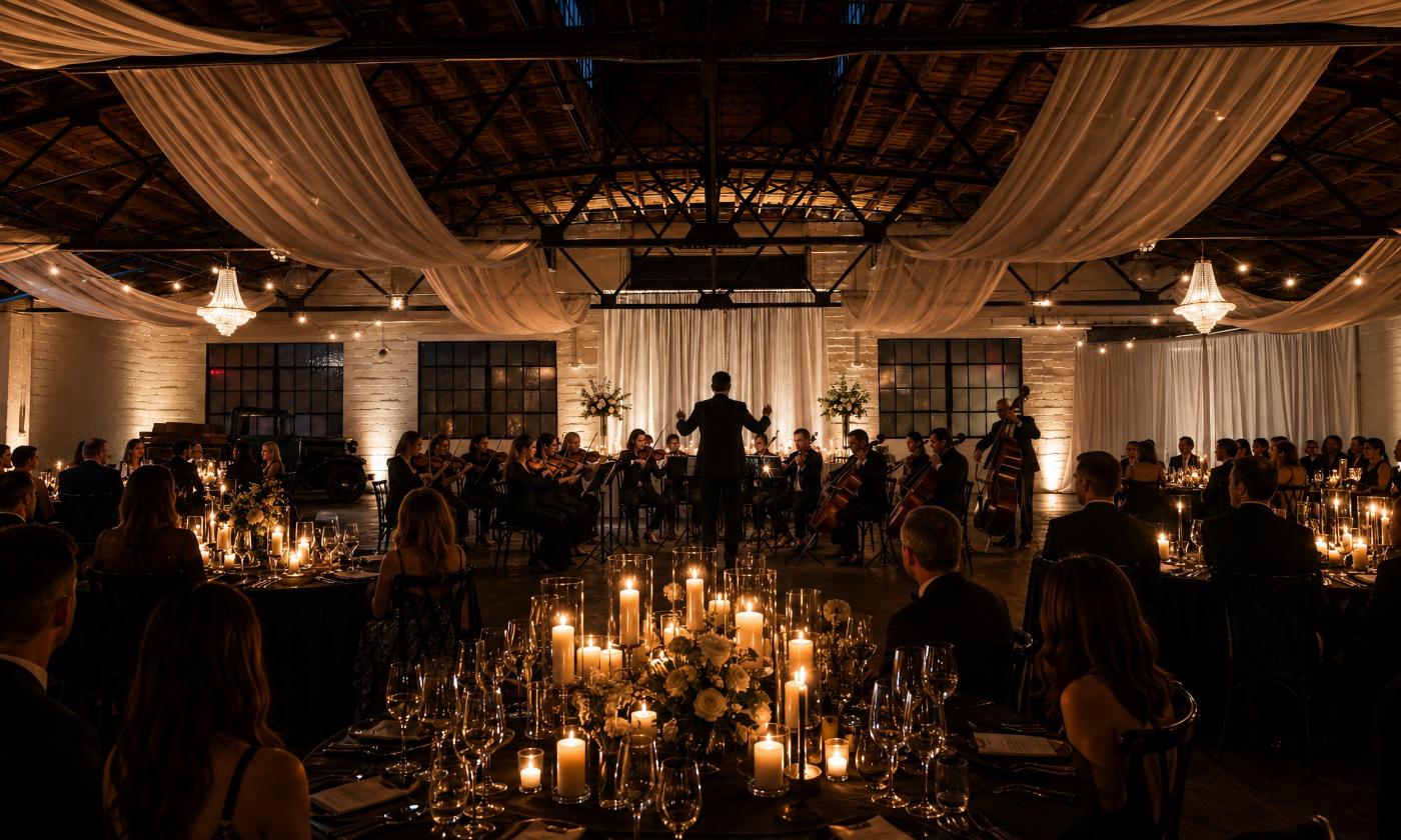 A live orchestra performing inside The Venue
