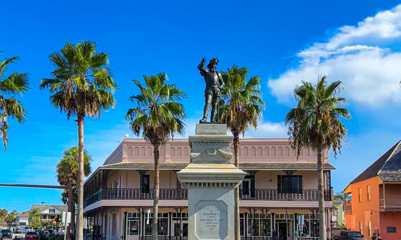 Juan Ponce de León's statue in downtown St. Augustine