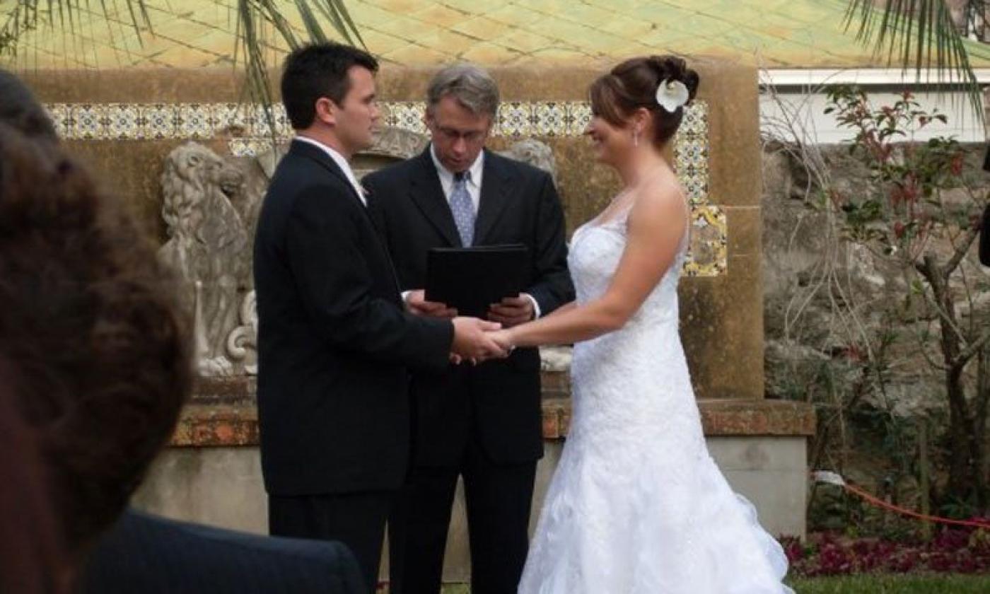 John Reardon conducting a wedding ceremony St. Augustine.