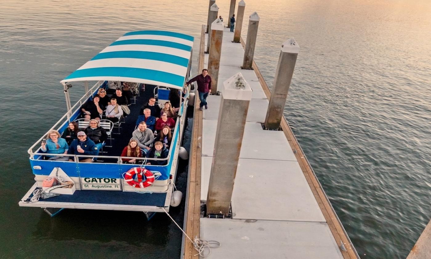 Adventure Boat Tours loading up passengers in St. Augustine.