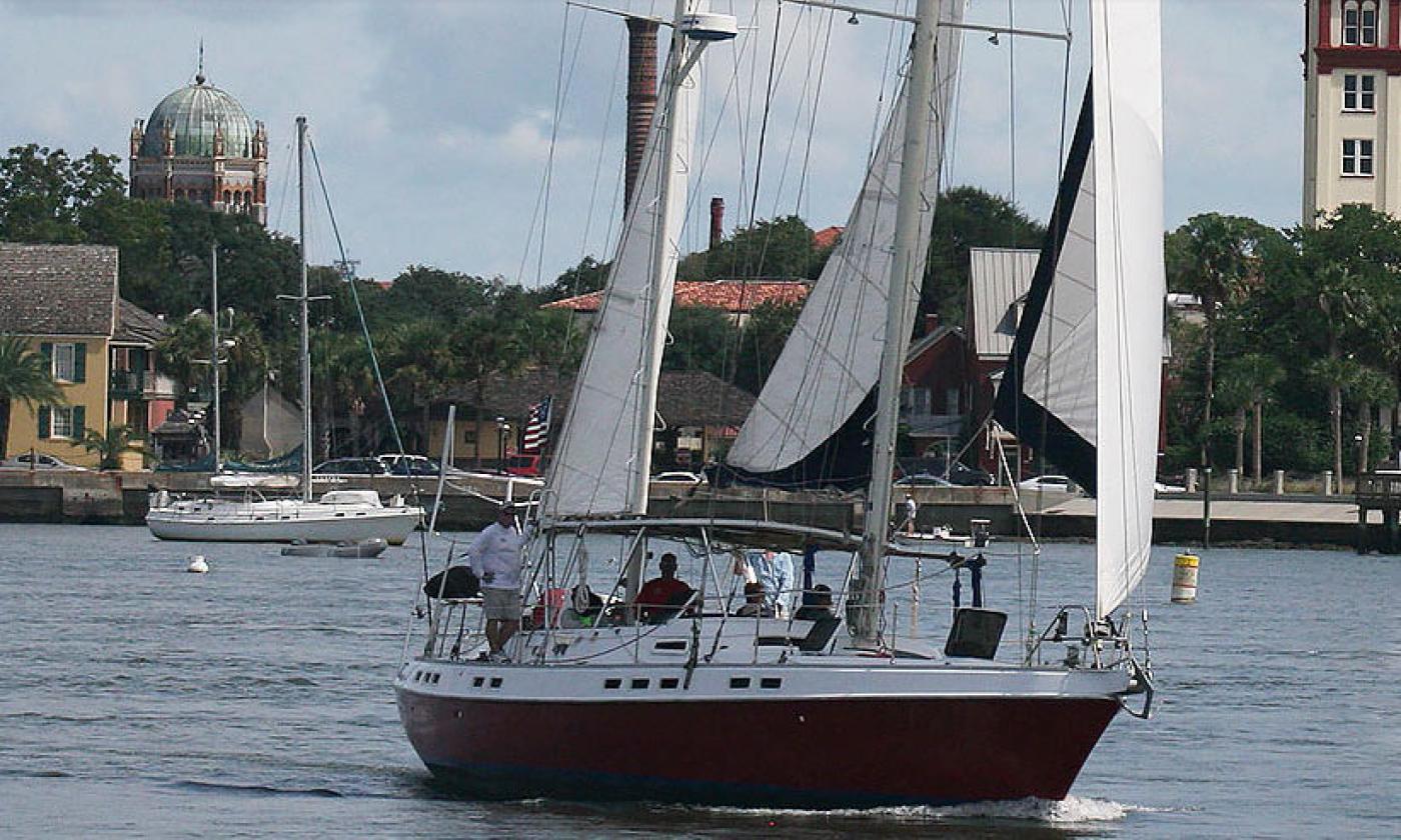 S/V Charlley, a Morgan Out Islander, sailing on the Matanzas in Sr. Augustine.