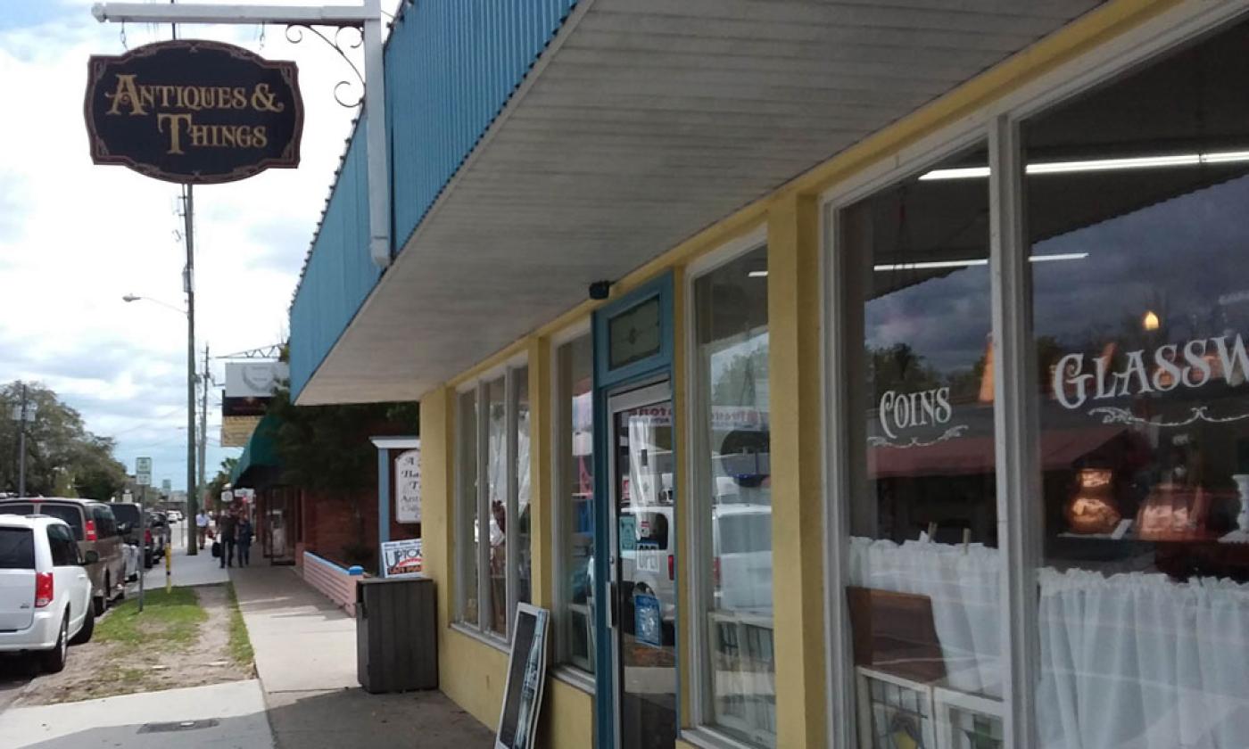 The entrance to Antiques & Things in St. Augustine.