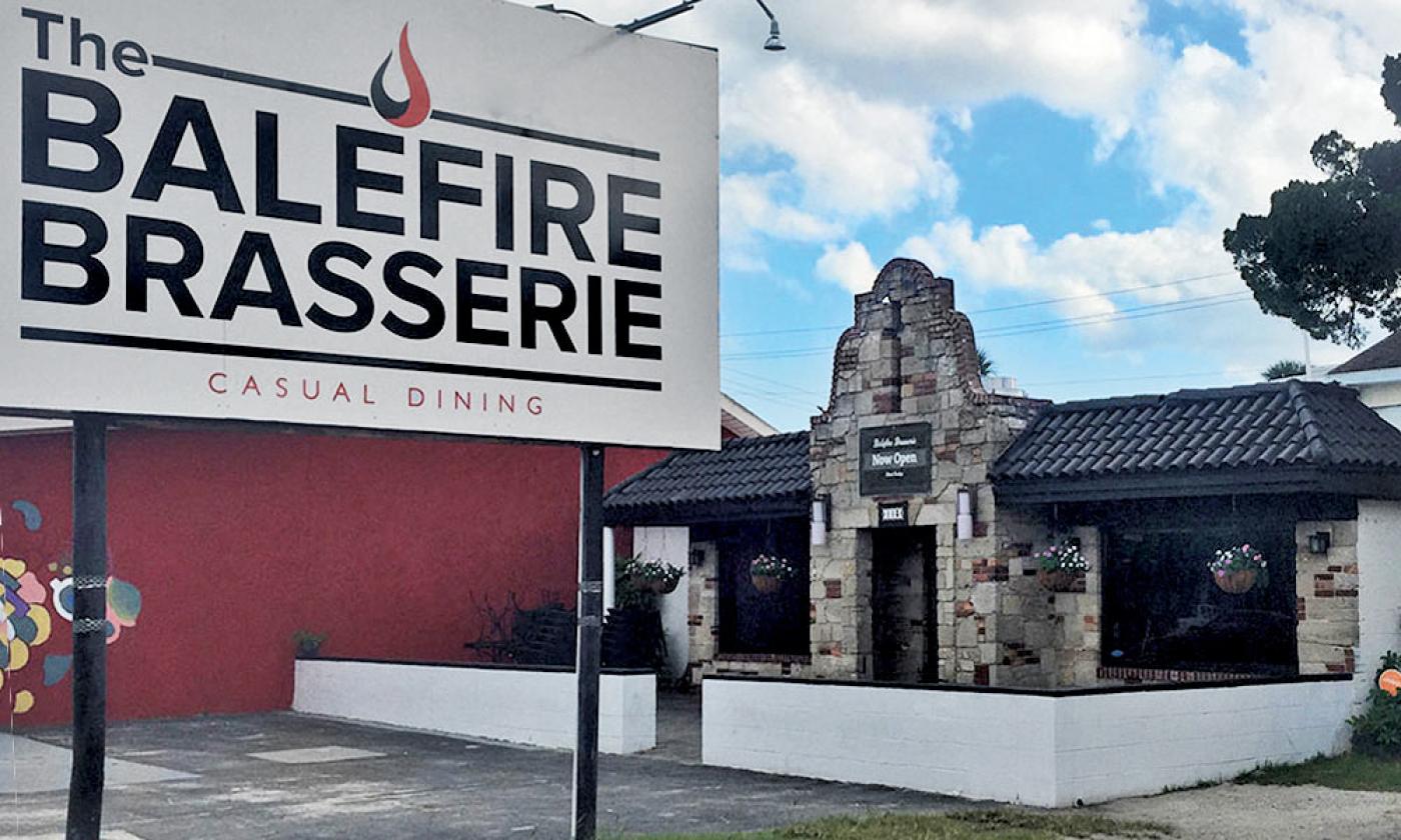 The Balefire Brasserie is located on Anastasia Blvd. in St. Augustine Beach, Florida.