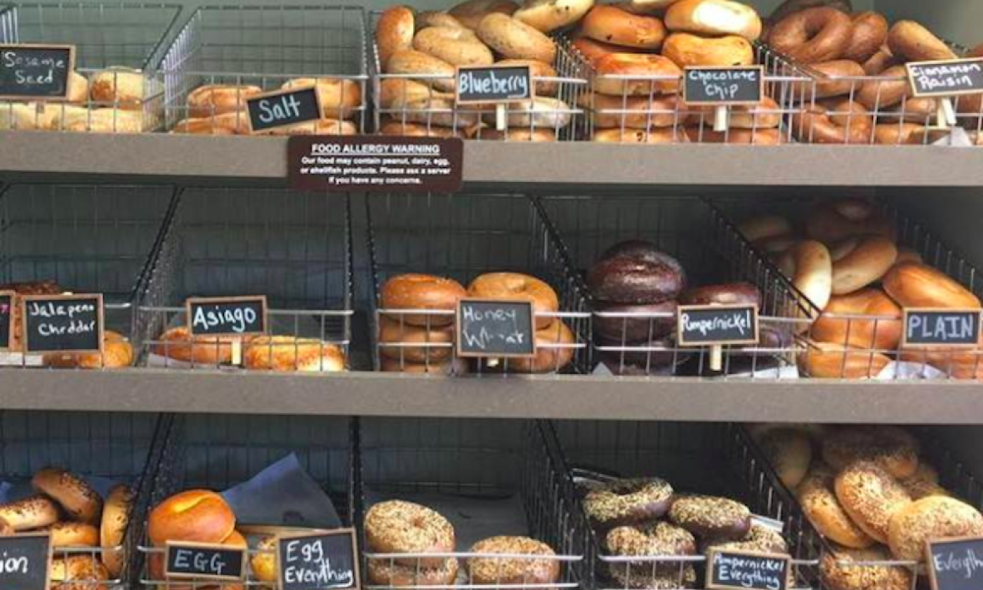 Bagel racks at Bite a Bagel 