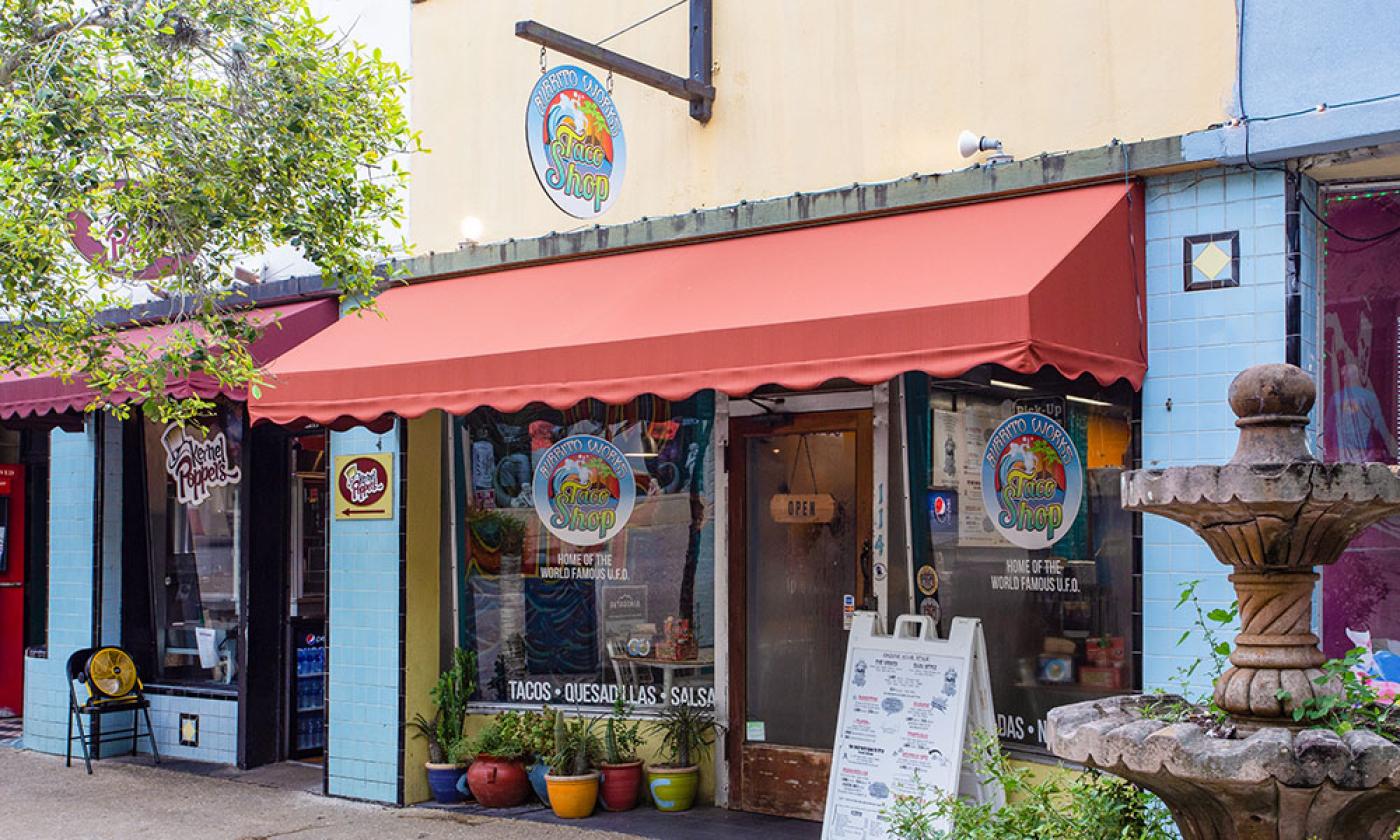 Burrito Works Taco Shop is located on St. George Street in downtown St. Augustine, FL.