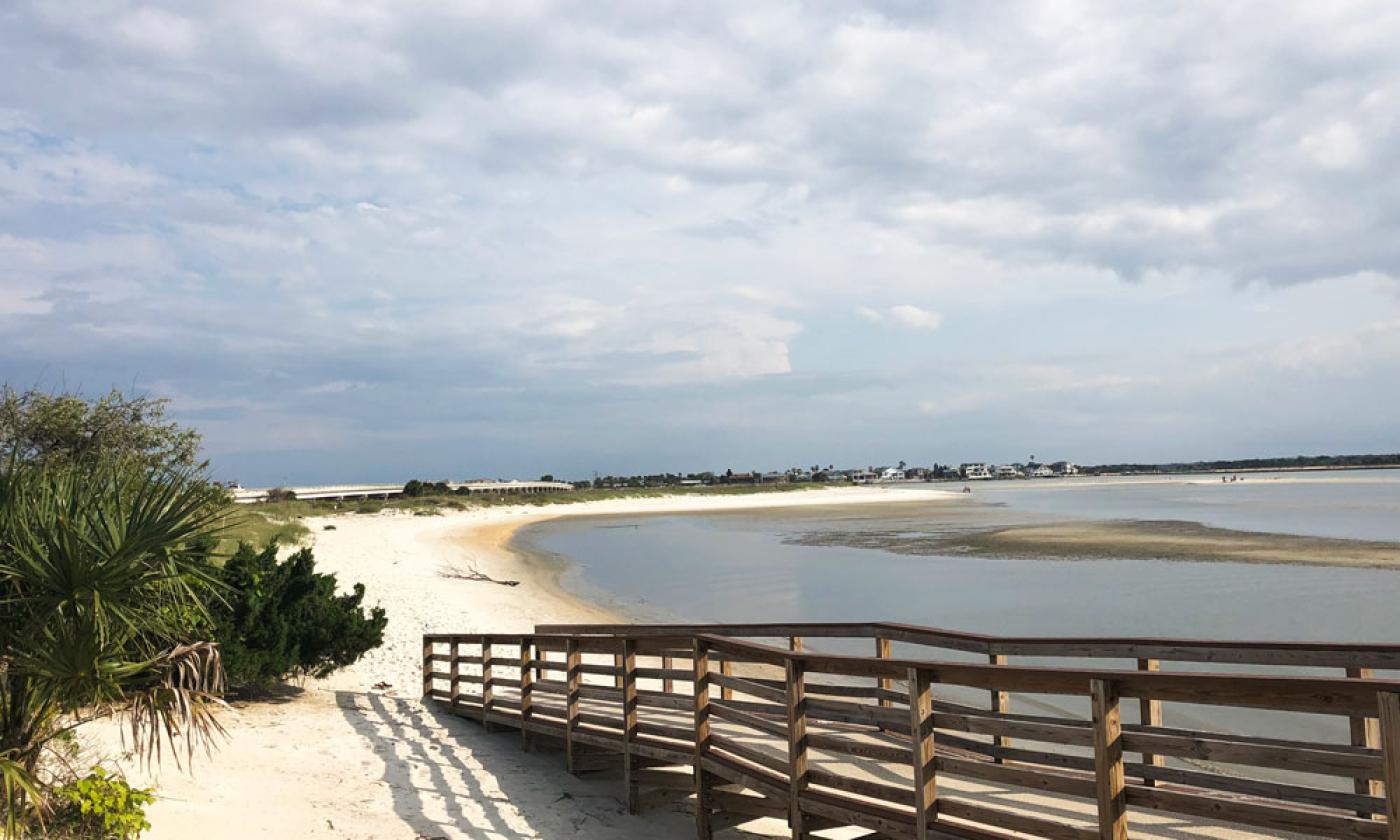 The walk to the beach on the river estuary side of the Matanzas Inlet