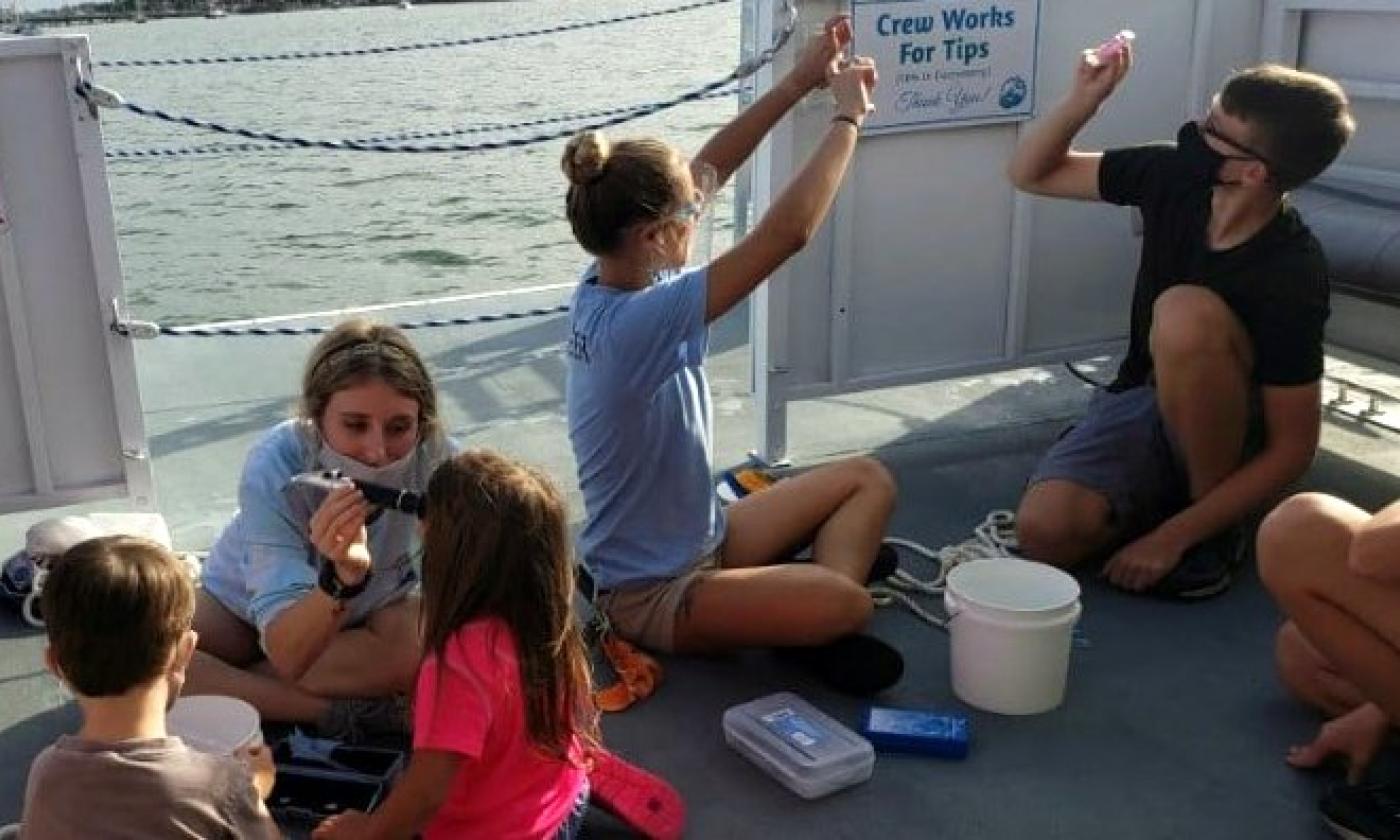 Young scientists learning about the area's waterways.