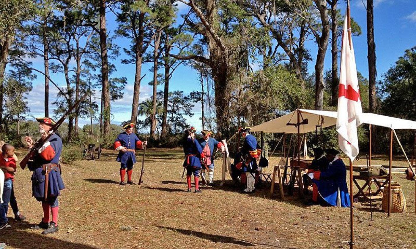 Historic re-enactors demonstrate life at Fort Mose in the mid-1700s. 