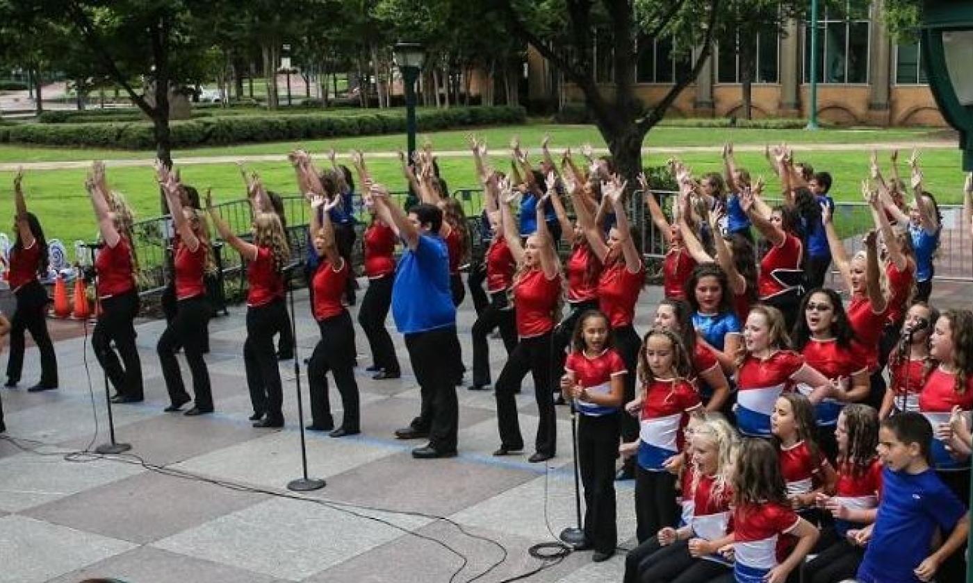 A group photo of the St. Augustine troop of Showtime U.S.A.