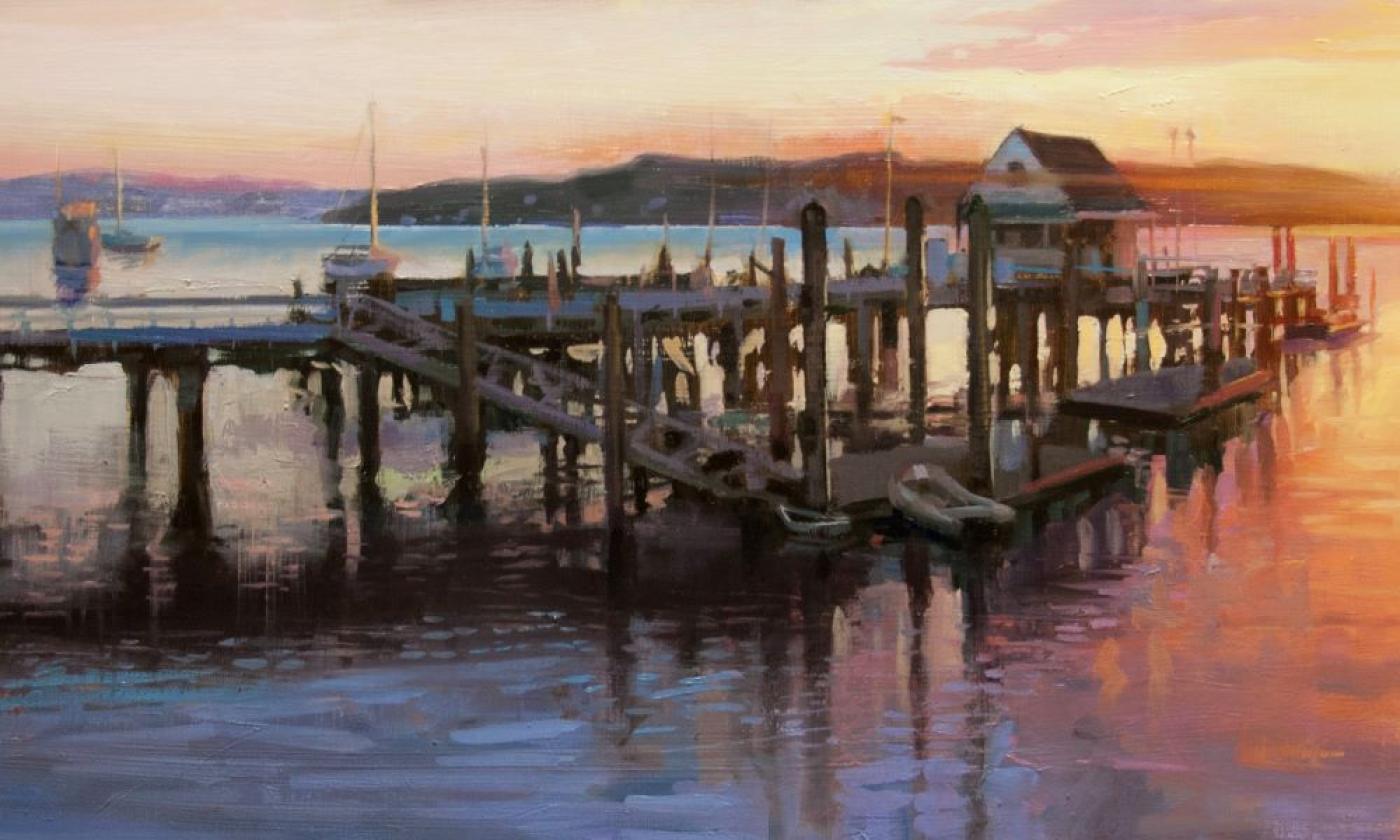 Rainbow Harbor, painting by Antwan Ramar