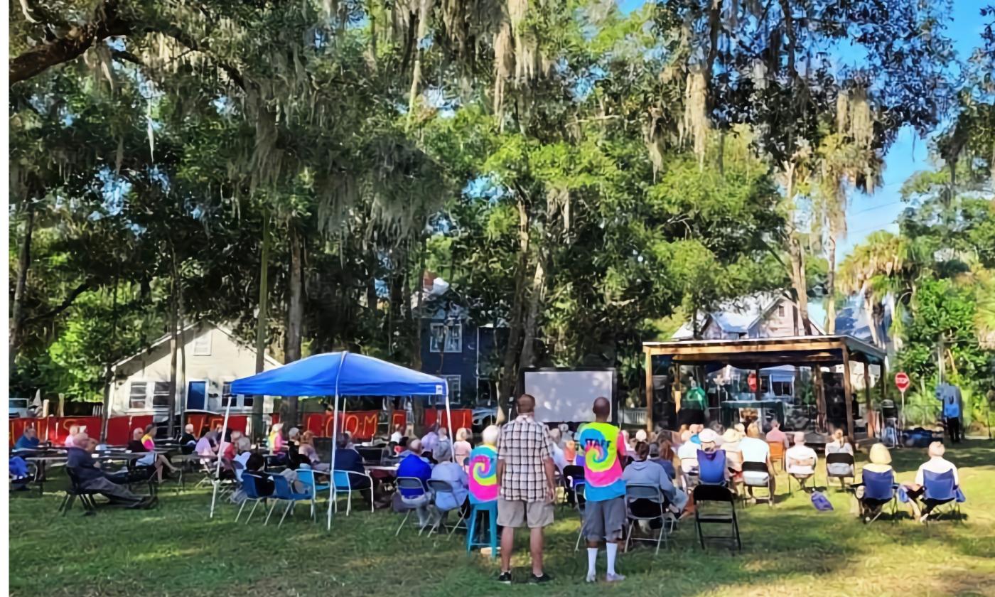Concert-goers enjoying the Blues at Saint Benedict the Moor's Blues Fest in St. Augustine.