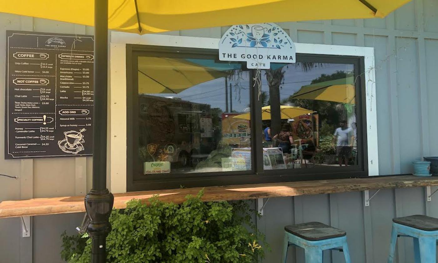 Good Karma Cafe in the Village Garden Food Truck Park on Anastasia Island in St. Augustine, FL.