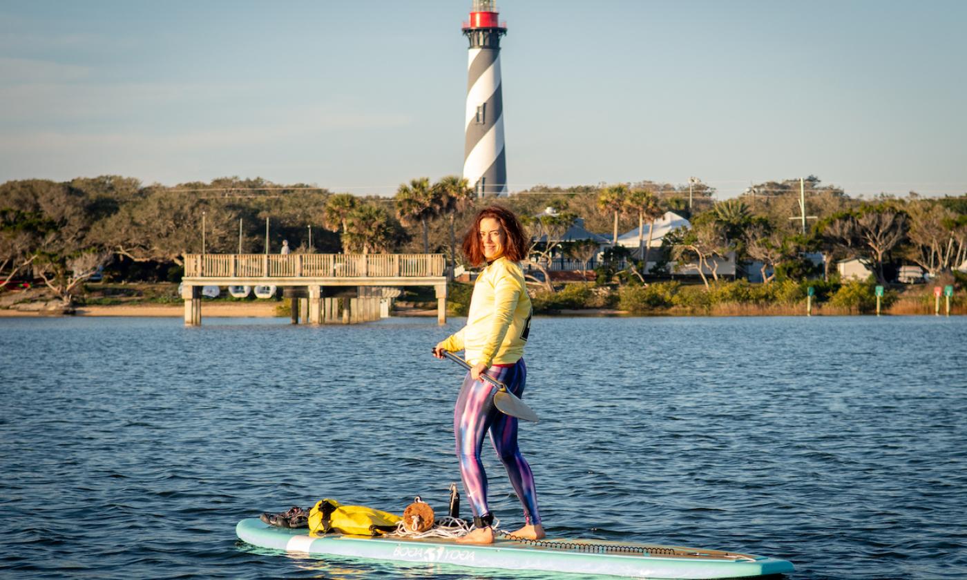 Women paddling around Salt Run in St. Augustine, Florida