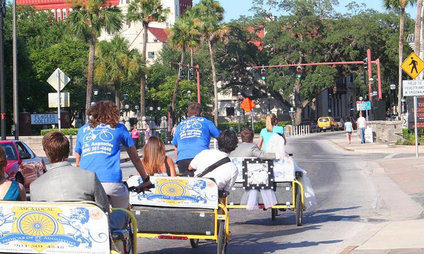 Hail a pedicab on any street in St. Augustine for quick transportation.