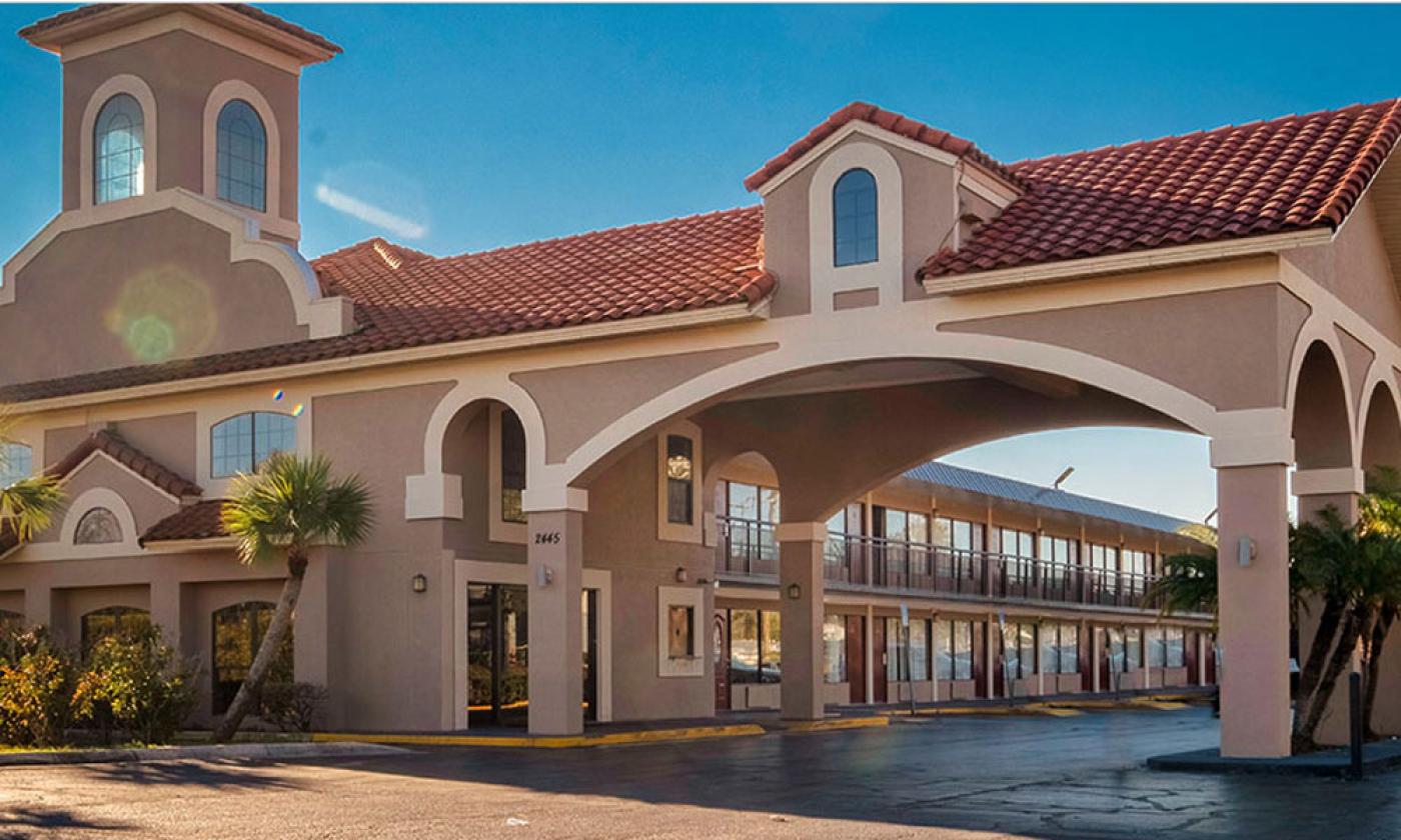 The exterior of Red Roof Plus in the I-95 region of St. Augustine.