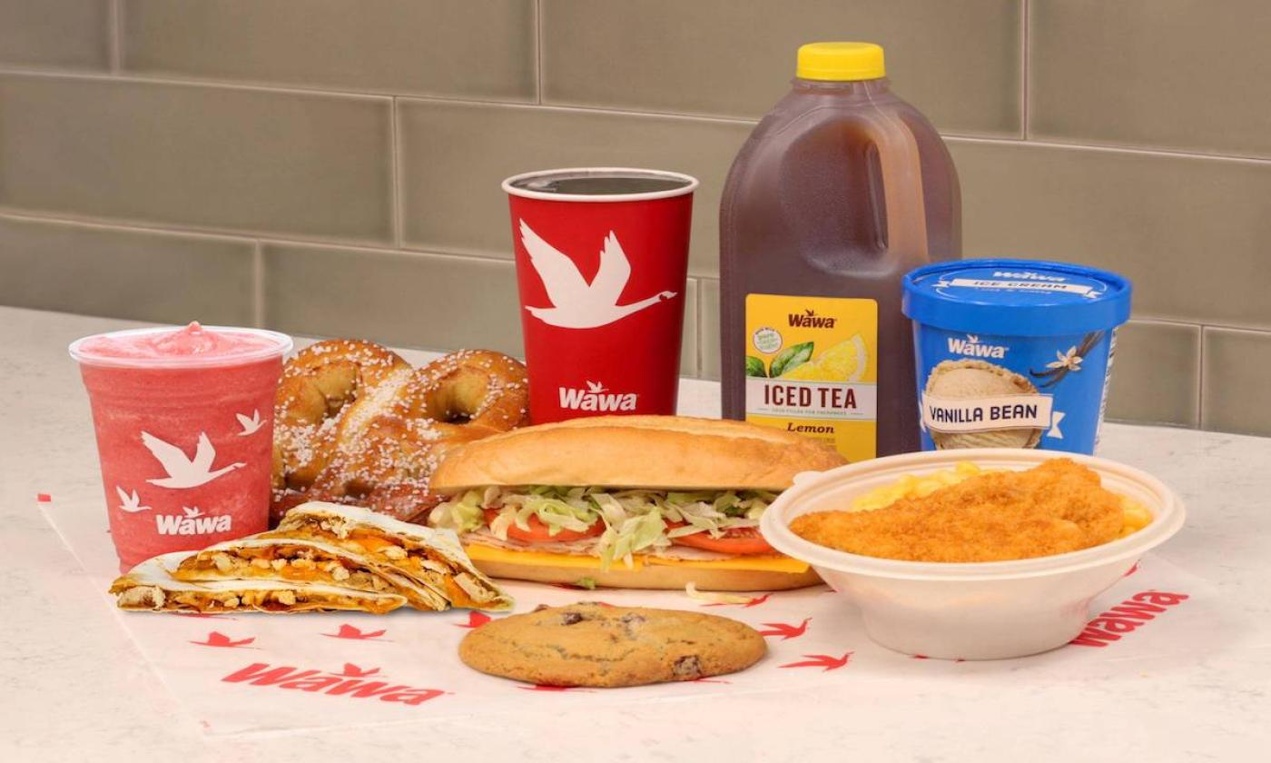 A spread of food and drink favorites from Wawa