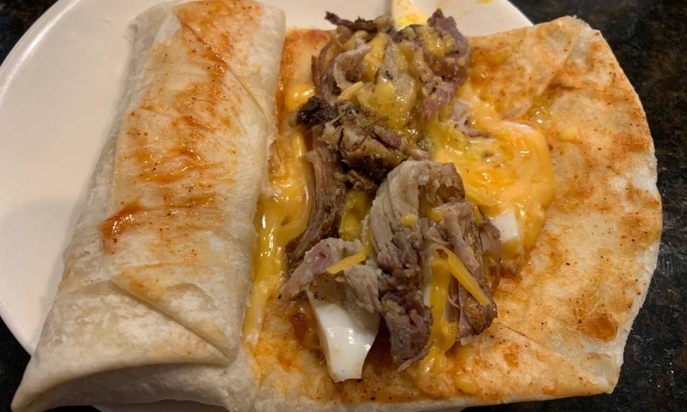 Sweet Smokey's BBQ Meat and Cheese in a wrapper. 