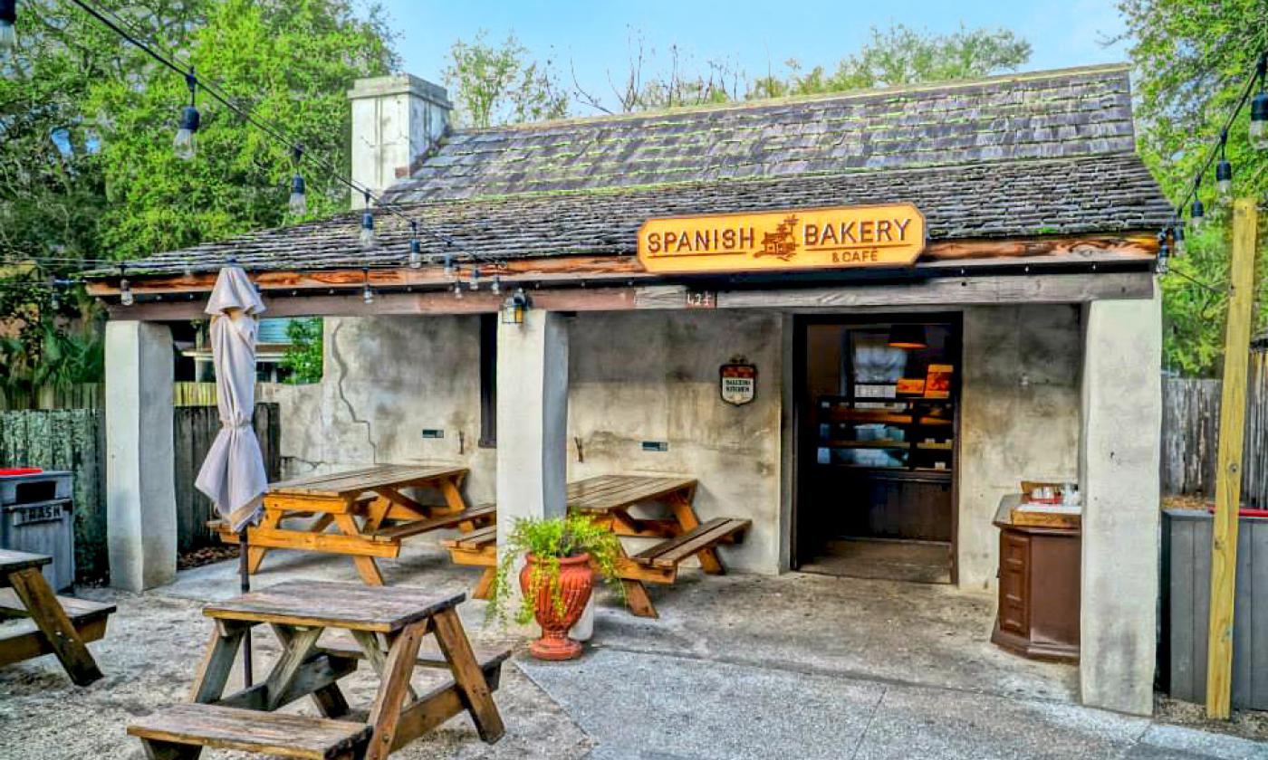 The Spanish Bakery is a local favorite in St. Augustine, tucked away in a garden just off St. George Street.