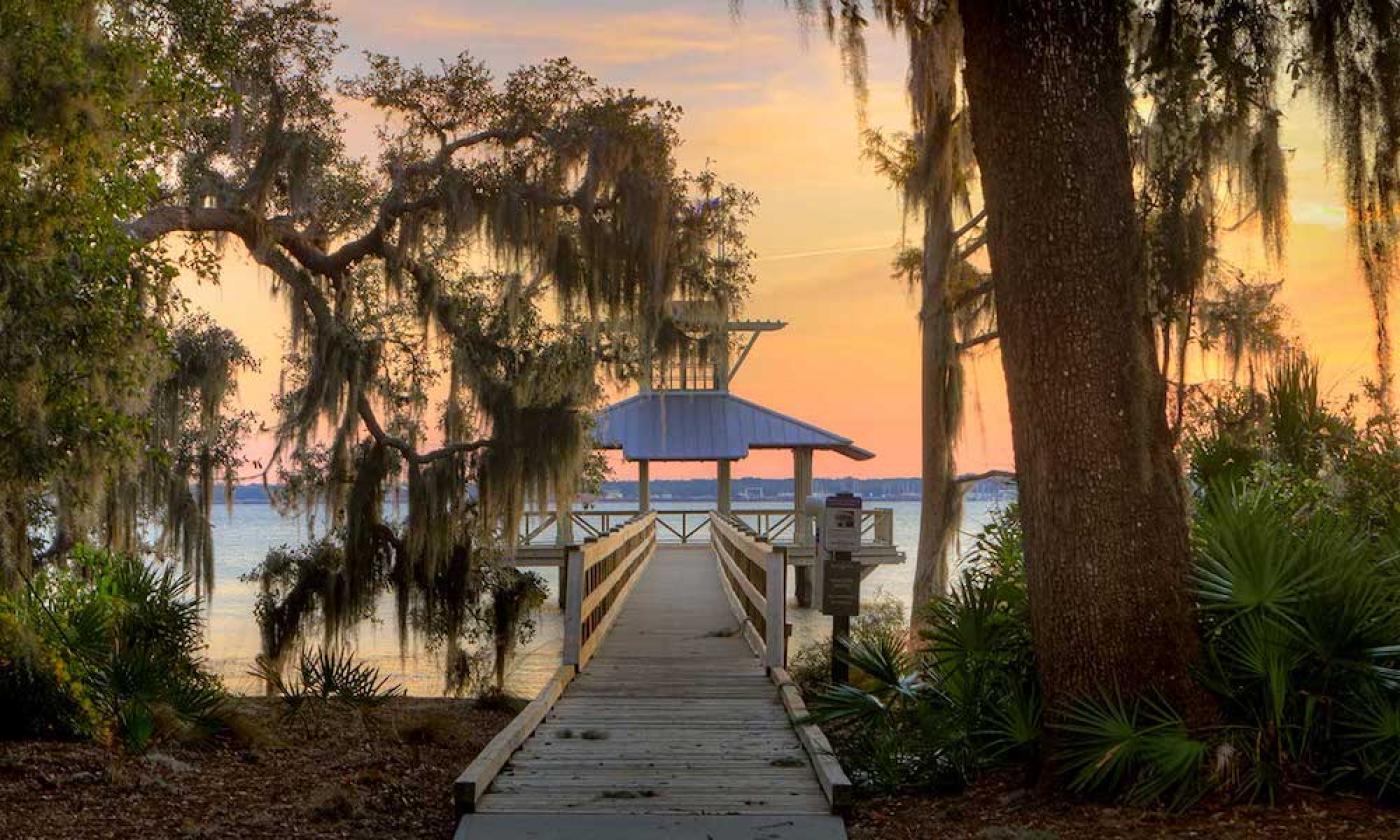 The pier during sunset at Riverfront Park