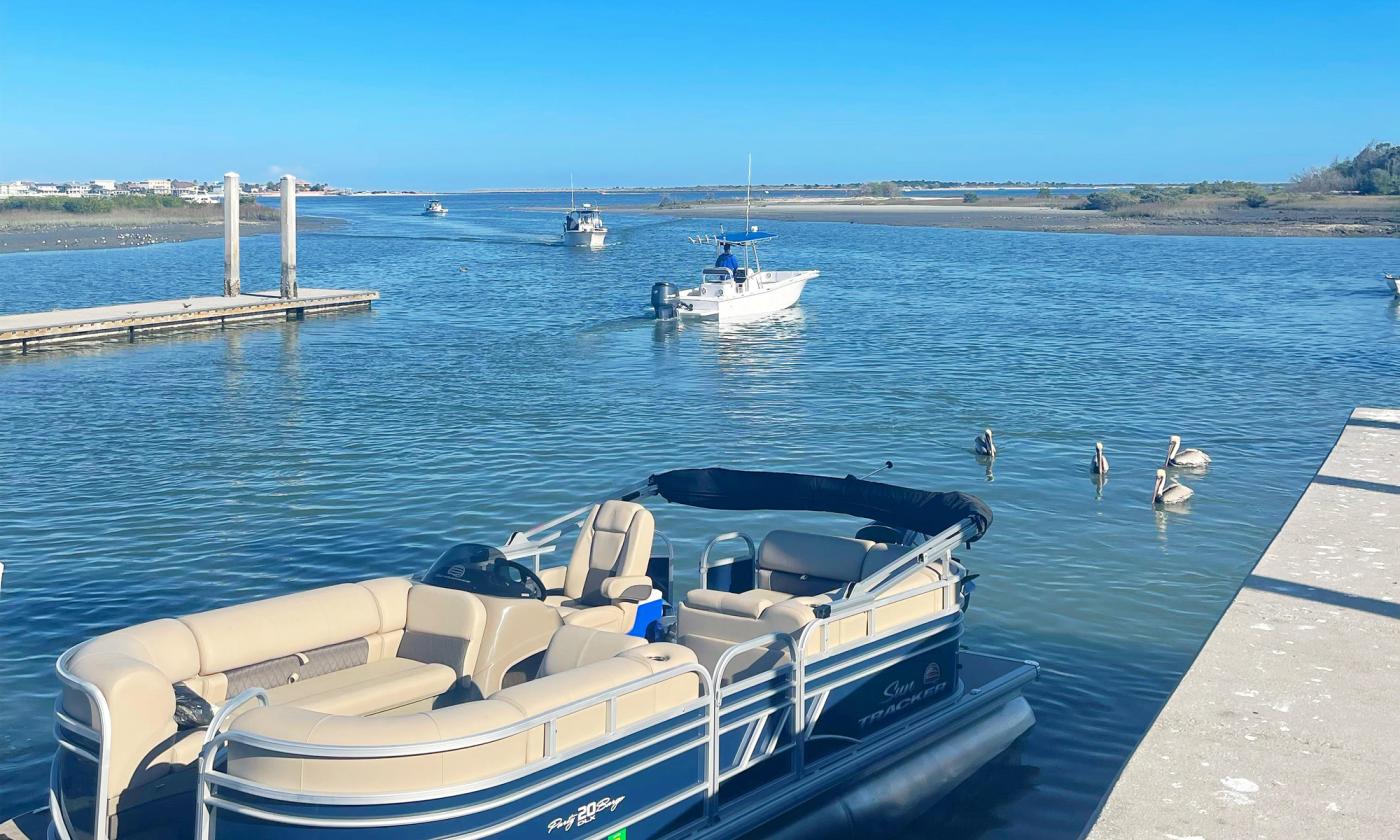 A boat from Wake2Wake FL on the dock and ready for a fun day on the water.