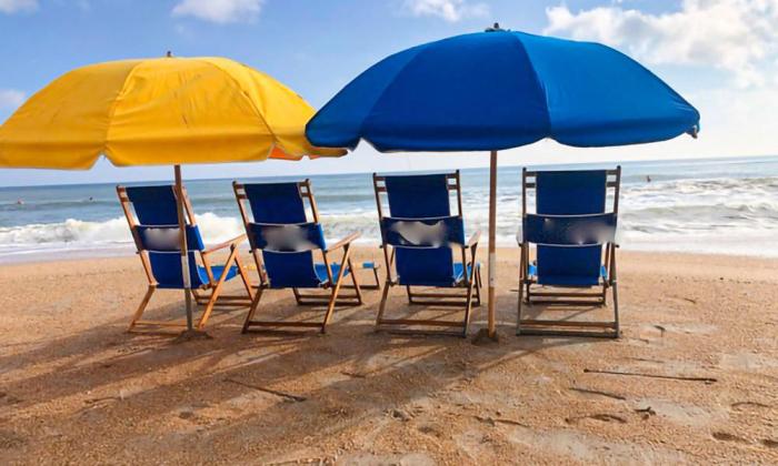 Chairs and umbrellas rented from Big Bill's Beach Stuff in St. Augustine.