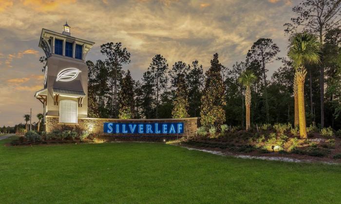 The SilverLeaf sign at sunset.