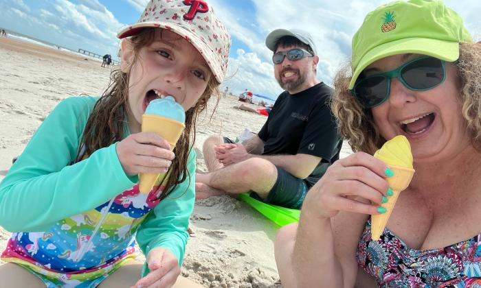 a family on the beach