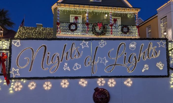 The Nights of Lights sign along the Bayfront