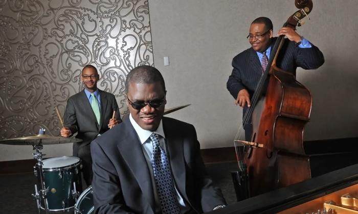 The three musicians of Marcus Roberts Trio, in a photo by Courtesy