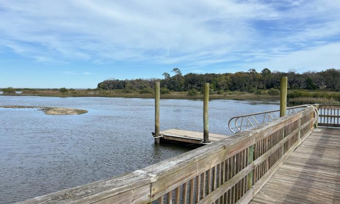 A view of the water from the boat ramp