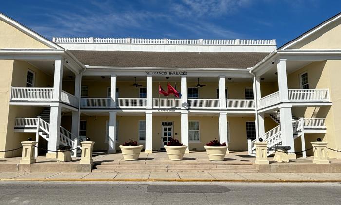 The front exterior of the St. Francis Barracks building