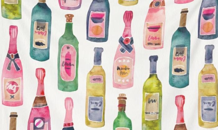 Colorful champagne bottles done in water colors