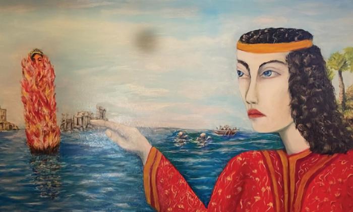 This painting, by Mario Della Penta, is the promotion for the play "Maddie"