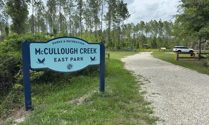 McCullough Creek entrance sign near the parking area