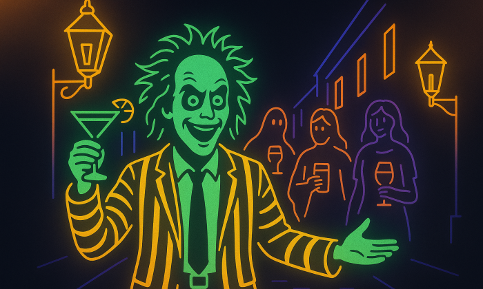 Beetlejuice tasting tour neon art